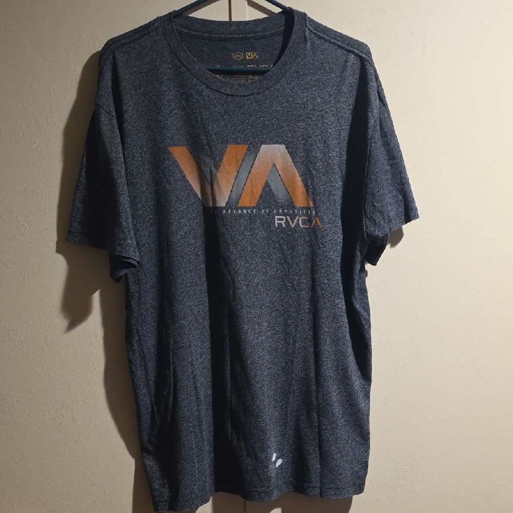 RVCA Charcoal Tee with Bold Orange Graphic